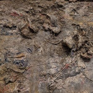 Raw, scorched-texture abstract art. Fits the industrial-chic aesthetic of DUMBO and Williamsburg luxury lofts.