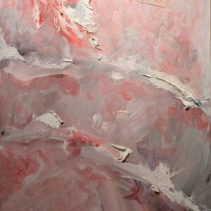 Path Ethereal abstract composition with fluid pink and grey textures. Contemporary statement piece for luxury residential projects in SoHo.