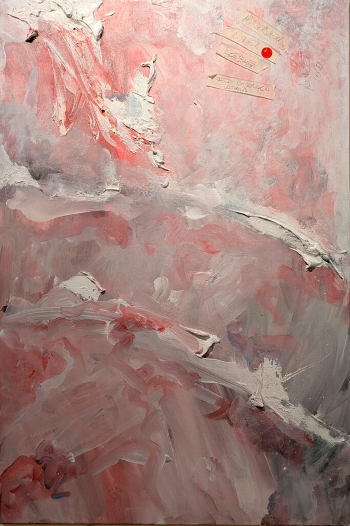Path Ethereal abstract composition with fluid pink and grey textures. Contemporary statement piece for luxury residential projects in SoHo.