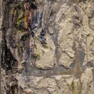 Detailed texture of a WoodFire Series painting. High-end conceptual artwork for professional art curators in Chelsea.