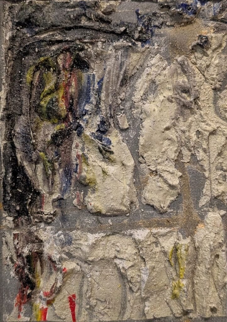 Detailed texture of a WoodFire Series painting. High-end conceptual artwork for professional art curators in Chelsea.